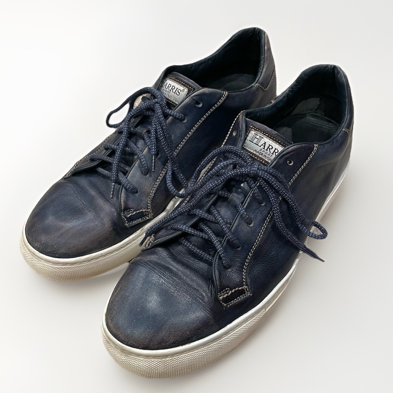 Calzoleria Harris 1913 Sport Distressed Blue Leather Shoes Casual Men's 10.5
